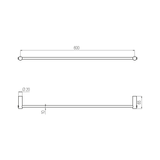  Thanh treo khăn phòng tắm 600mm bằng đồng Round - CWT5 