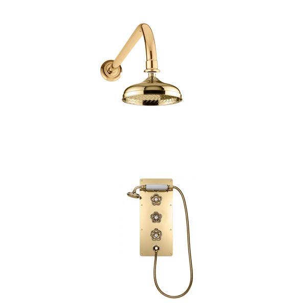  Vòi sen âm tường điều chỉnh nhiệt độ cổ điển bằng đồng, bát sen Ø300mm Drumbi - Shower Wall 