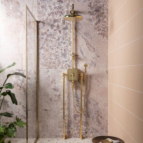  Vòi sen cây điều chỉnh nhiệt độ gắn tường cổ điển bằng đồng Drumche - D1960 