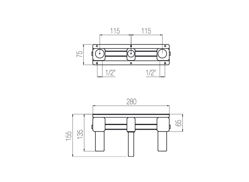  Vòi chậu lavabo gắn tường dài 190mm bằng stainless steel Dorin - DRN28 