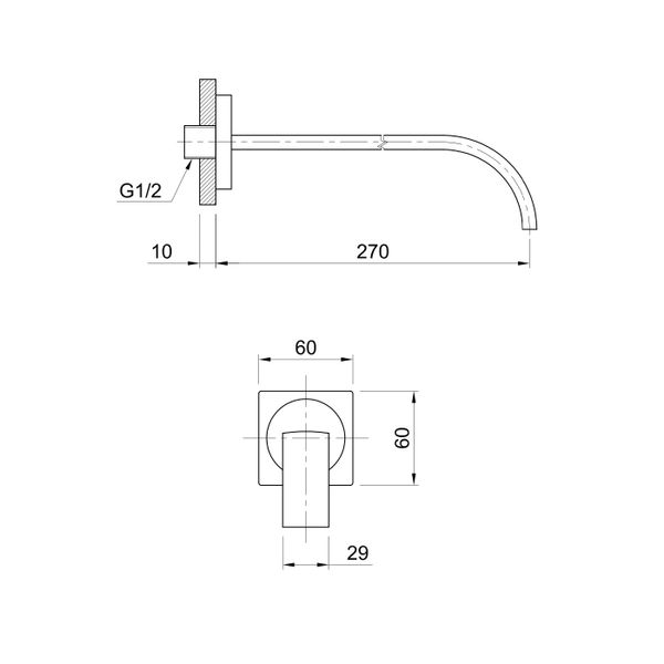  Vòi chậu rửa mặt gắn tường 270mm bằng đồng Boy - DJCAN270-BOY192034N 