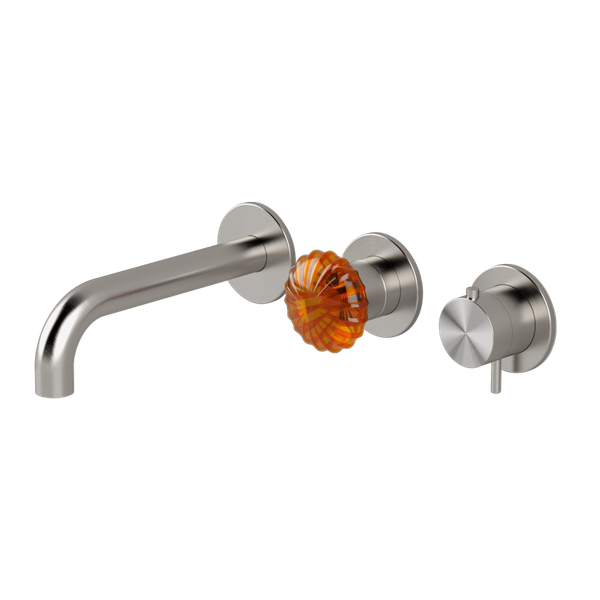  Vòi bồn tắm gắn tường điều chỉnh nhiệt độ 3 lỗ dài 190mm 2 đầu ra bằng stainless steel Dorin - DOR84 