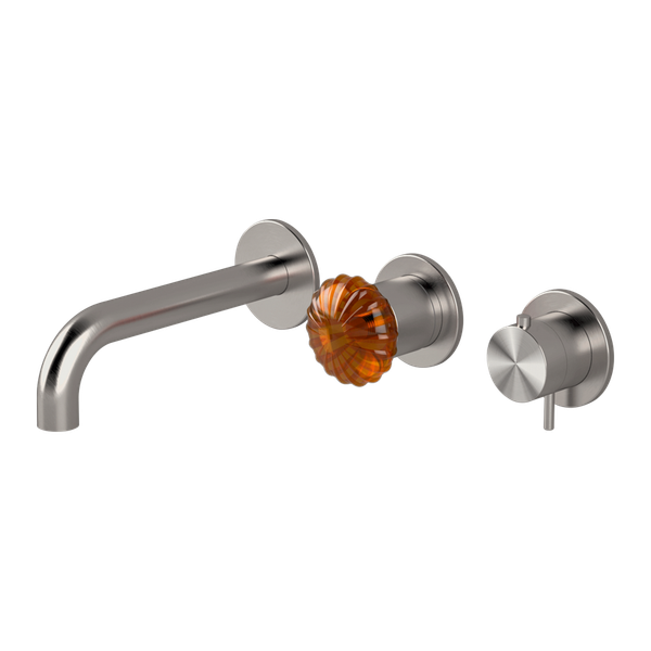  Vòi bồn tắm gắn tường điều chỉnh nhiệt độ 3 lỗ dài 190mm 3 đầu ra bằng stainless steel Dorin - DOR90 