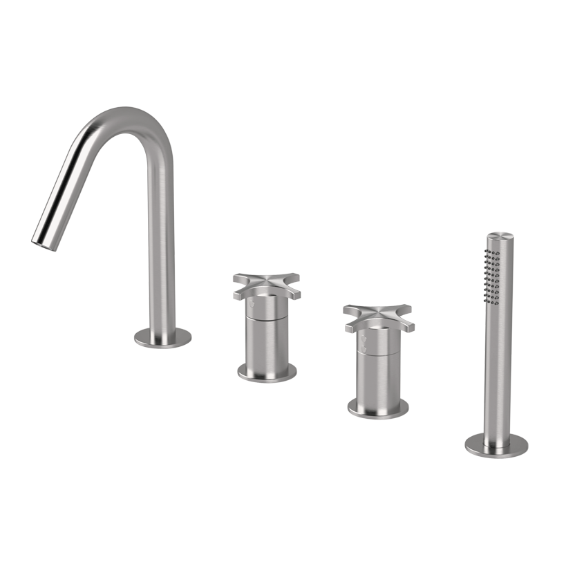  Vòi bồn tắm 4 lỗ gắn thành có vòi sen cầm tay bằng stainless steel Dixi - DXN36 