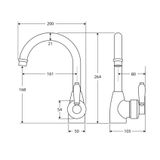  Vòi chậu lavabo cao 264mm xoay 360 độ bằng đồng Ellian - E202104 