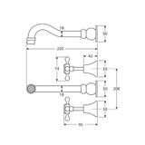  Vòi chậu lavabo gắn tường dài 220mm bằng đồng Ellian - E336102 
