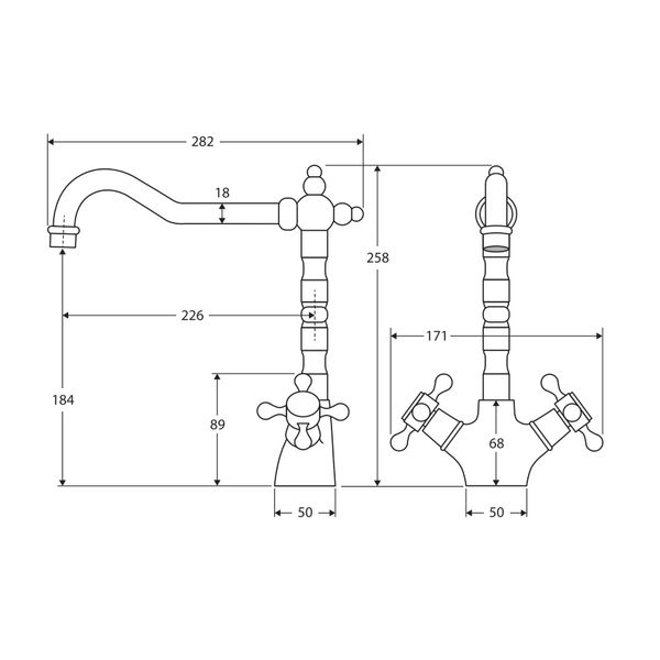  Vòi chậu lavabo cao 258mm xoay 360 độ bằng đồng Ellian - E336106 