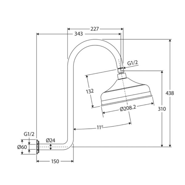  Tay sen gắn tường bát sen 200mm bằng đồng Ellian - E411138A 