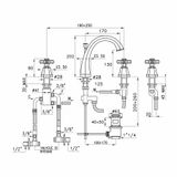  Vòi chậu lavabo 3 lỗ cao 202mm bằng đồng Eccelsa - 3225TC 