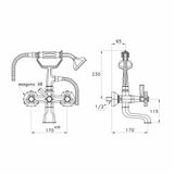  Vòi bồn tắm gắn tường có vòi sen cầm tay bằng đồng Eccelsa - 3274-306 