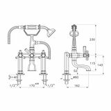  Vòi bồn tắm có vòi sen cầm tay bằng đồng Eccelsa - 3274RG306 
