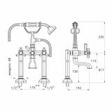  Vòi bồn tắm gắn sàn có vòi sen cầm tay bằng đồng Eccelsa - 3274CL306 