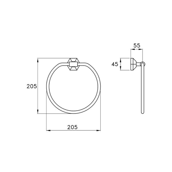  Móc tròn treo khăn phòng tắm bằng đồng Eccelsa - 603 