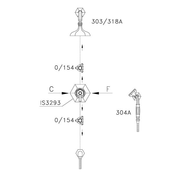  Vòi sen gắn tường điều chỉnh nhiệt độ có vòi sen cầm tay bằng đồng Eccelsa - ECC-WSHOWER1 