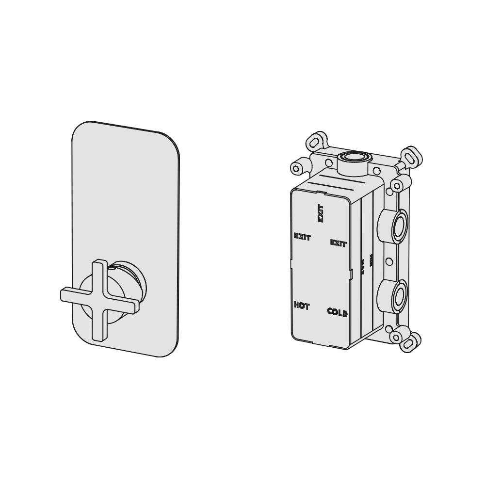  External Part - Bộ trộn 1 đầu ra bằng đồng Hugò - Geda Wellness - EMH1 