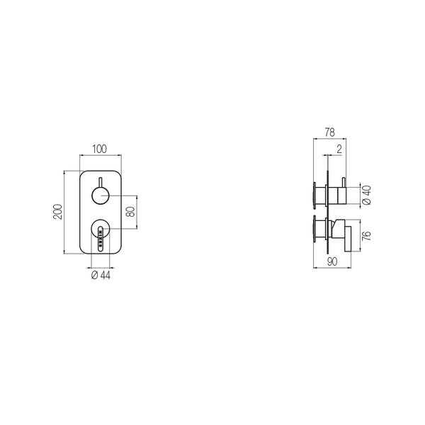  External Part - Bộ trộn 3 đầu ra bằng đồng Hugò - Geda Wellness - EMH3 