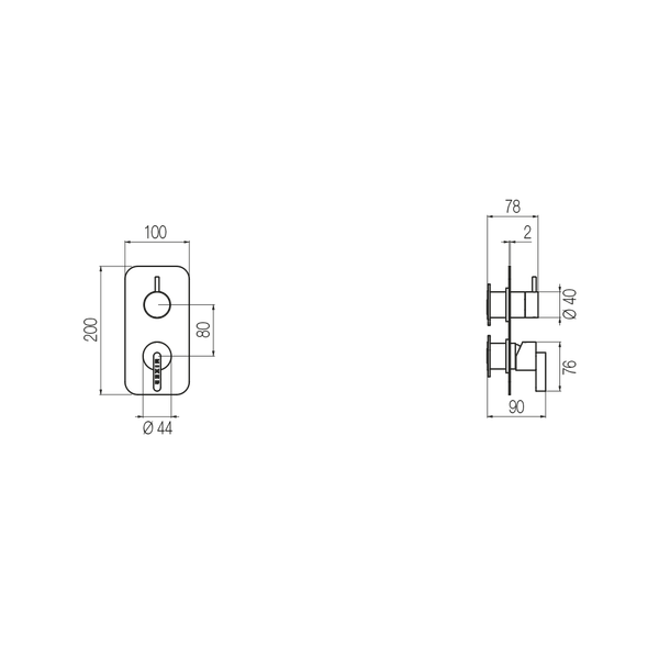  External Part - Bộ trộn 2 đầu ra bằng đồng Koè - Geda Wellness - EMK2 