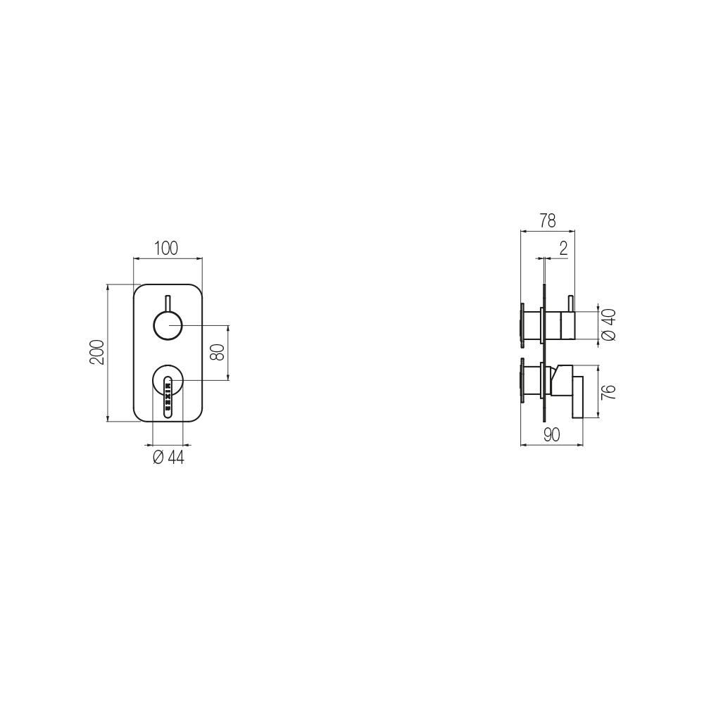  External Part - Bộ trộn 2 đầu ra bằng đồng Koè - Geda Wellness - EMK2 
