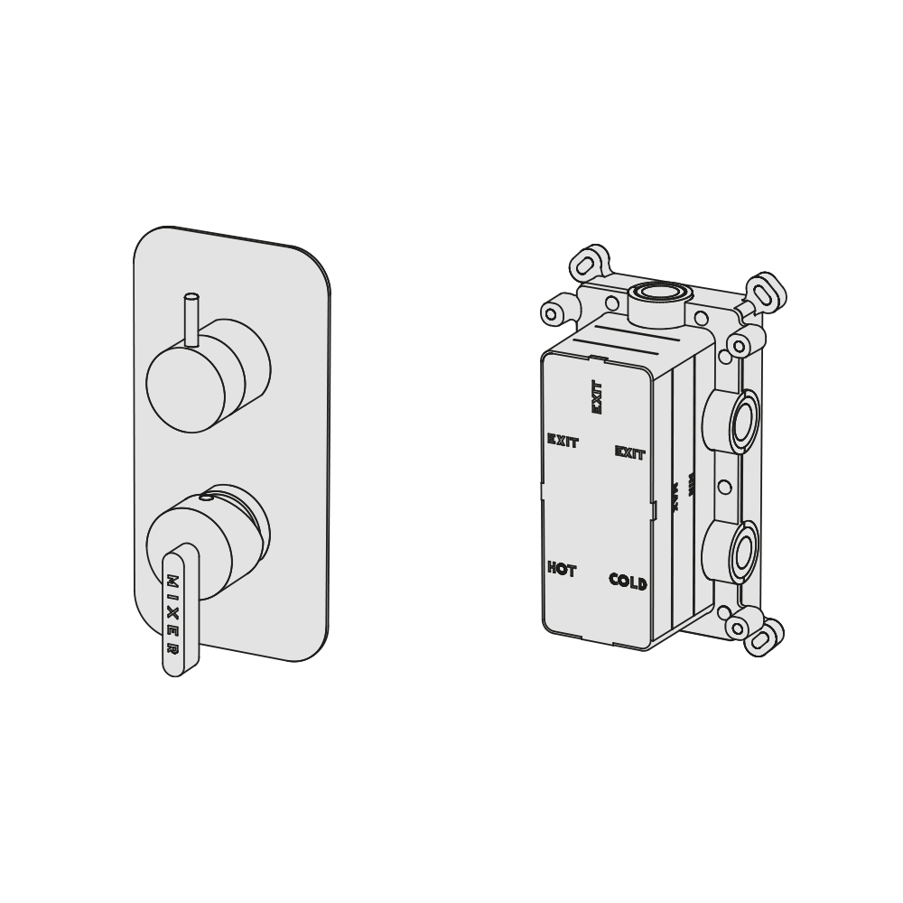  External Part - Bộ trộn 2 đầu ra bằng đồng Koè - Geda Wellness - EMK2 