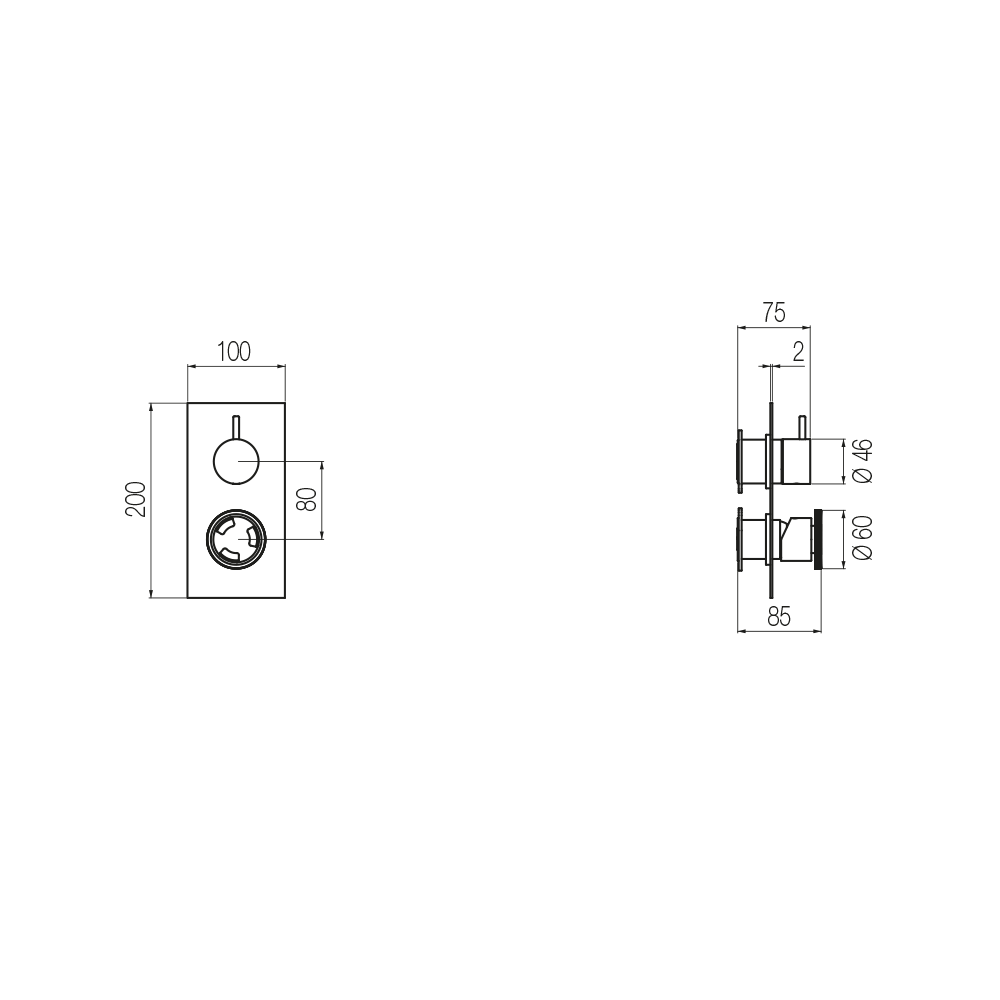  External Part - Bộ trộn 3 đầu ra bằng đồng Tibò - Geda Wellness - EMO3 
