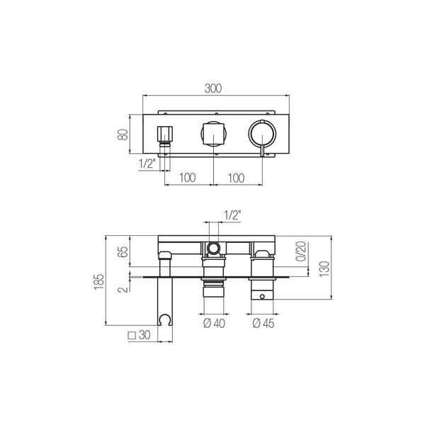  External Part - Bộ trộn điều chỉnh nhiệt độ 2 đầu ra bằng đồng Hito Cinquantuno - Geda Wellness - ET54 