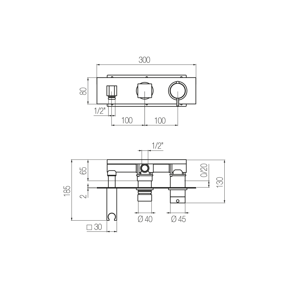  External Part - Bộ trộn điều chỉnh nhiệt độ 2 đầu ra bằng đồng Hito Cinquantuno - Geda Wellness - ET54 