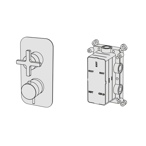  External Part - Bộ trộn điều chỉnh nhiệt độ 2 đầu ra bằng đồng Hugò - Geda Wellness - ETH2 