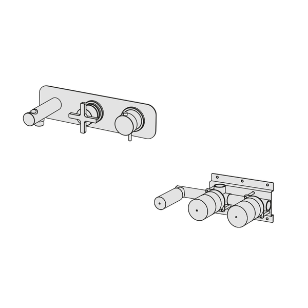  External Part - Bộ trộn điều chỉnh nhiệt độ 2 đầu ra bằng đồng Hugò - Geda Wellness - ETH4 