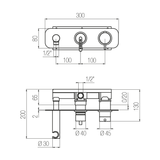  External Part - Bộ trộn điều chỉnh nhiệt độ 2 đầu ra bằng đồng Koè - Geda Wellness - ETK4 