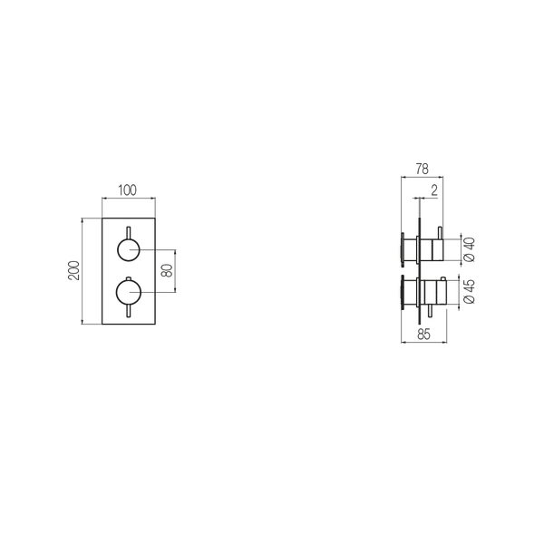  External Part - Bộ trộn điều chỉnh nhiệt độ 2 đầu ra bằng đồng Tibò - Geda Wellness - ETM2 