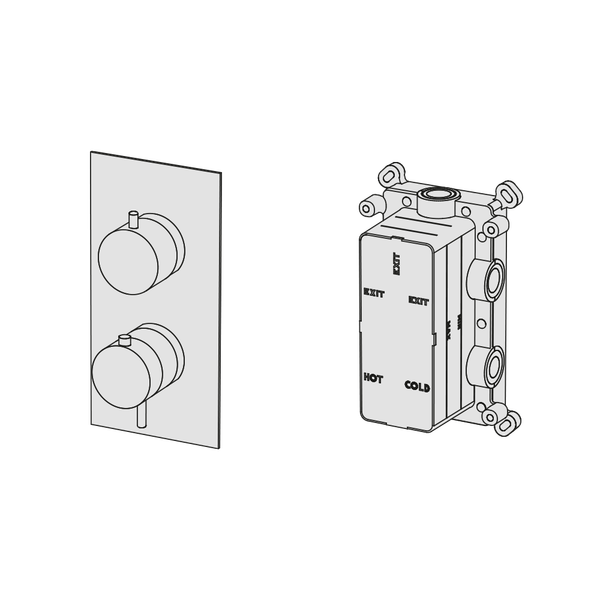  External Part - Bộ trộn điều chỉnh nhiệt độ 3 đầu ra bằng đồng Tibò - Geda Wellness - ETM3 