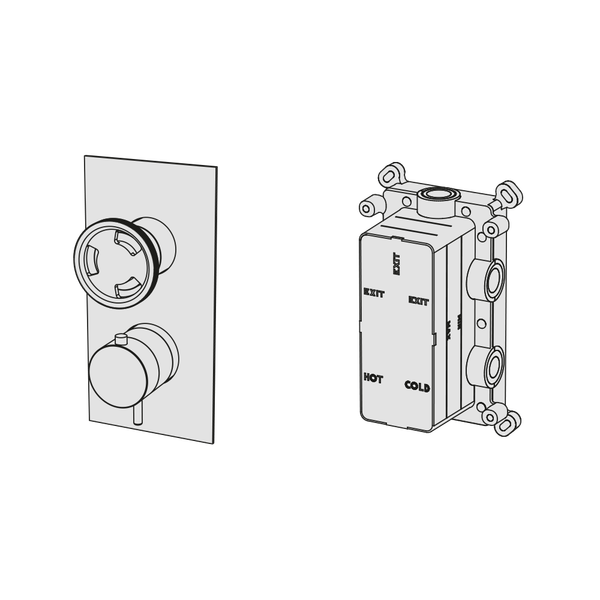  External Part - Bộ trộn điều chỉnh nhiệt độ 2 đầu ra bằng đồng Tibò - Geda Wellness - ETO2 