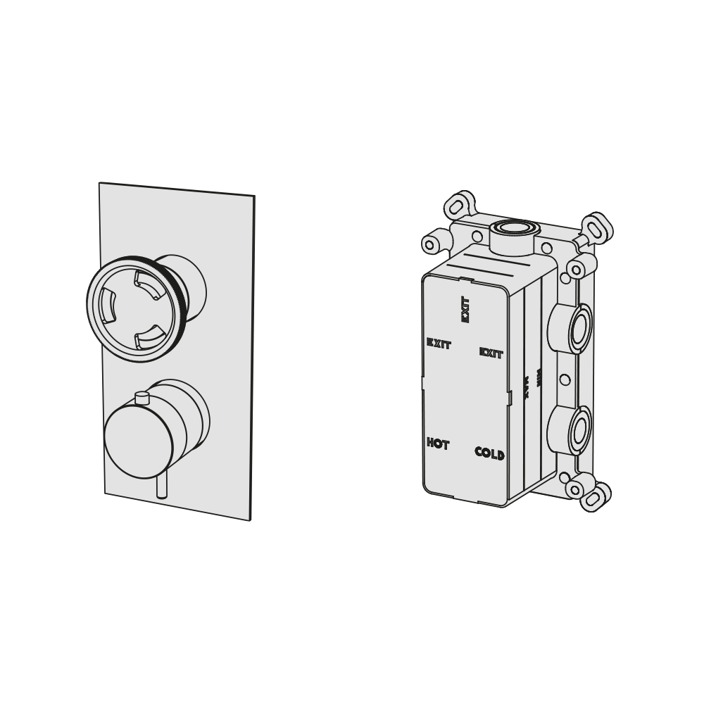  External Part - Bộ trộn điều chỉnh nhiệt độ 2 đầu ra bằng đồng Tibò - Geda Wellness - ETO2 