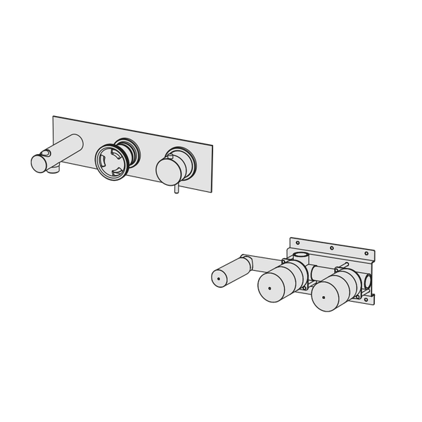 External Part - Bộ trộn điều chỉnh nhiệt độ 2 đầu ra bằng đồng Tibò - Geda Wellness - ETO4 