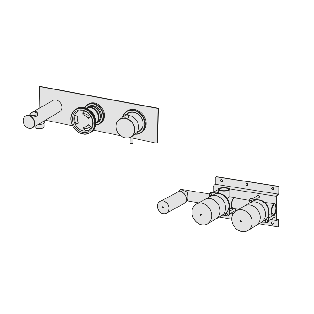  External Part - Bộ trộn điều chỉnh nhiệt độ 2 đầu ra bằng đồng Tibò - Geda Wellness - ETO4 
