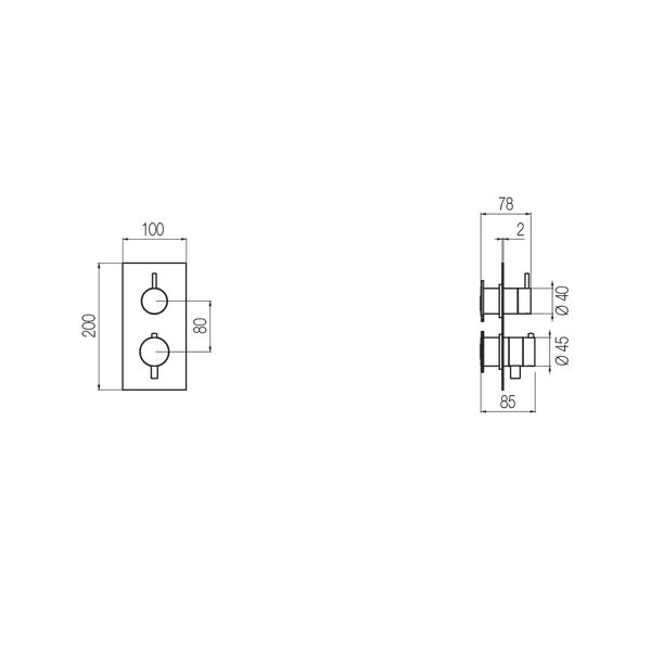  External Part - Bộ trộn điều chỉnh nhiệt độ 2 đầu ra bằng đồng Hito Cinquantuno - Geda Wellness - ETQ2 