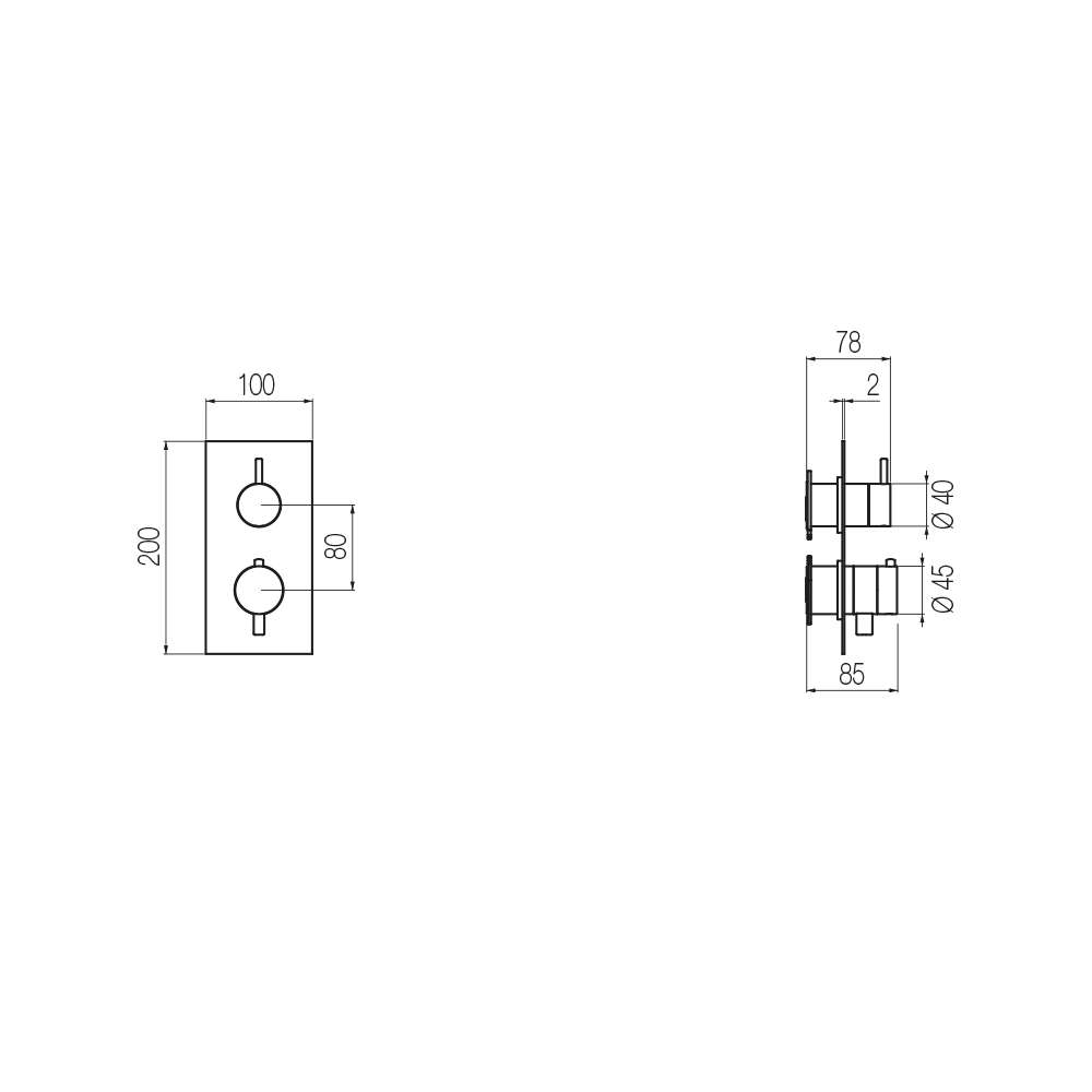  External Part - Bộ trộn điều chỉnh nhiệt độ 2 đầu ra bằng đồng Hito Cinquantuno - Geda Wellness - ETQ2 