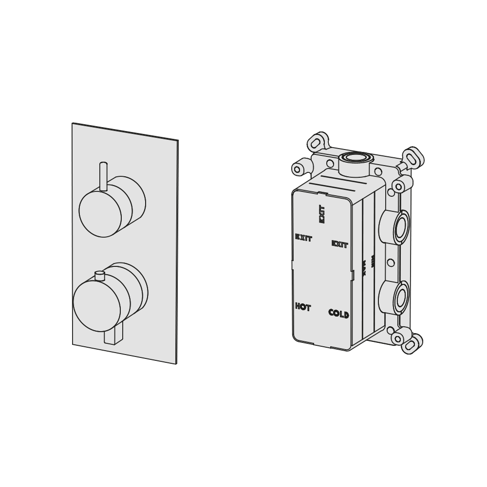  External Part - Bộ trộn điều chỉnh nhiệt độ 2 đầu ra bằng đồng Hito Cinquantuno - Geda Wellness - ETQ2 