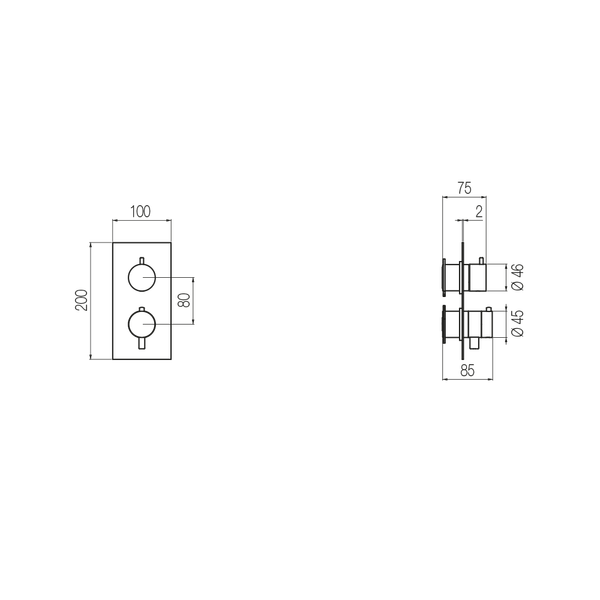 External Part - Bộ trộn điều chỉnh nhiệt độ 3 đầu ra bằng đồng Hito Cinquantuno - Geda Wellness - ETQ3 