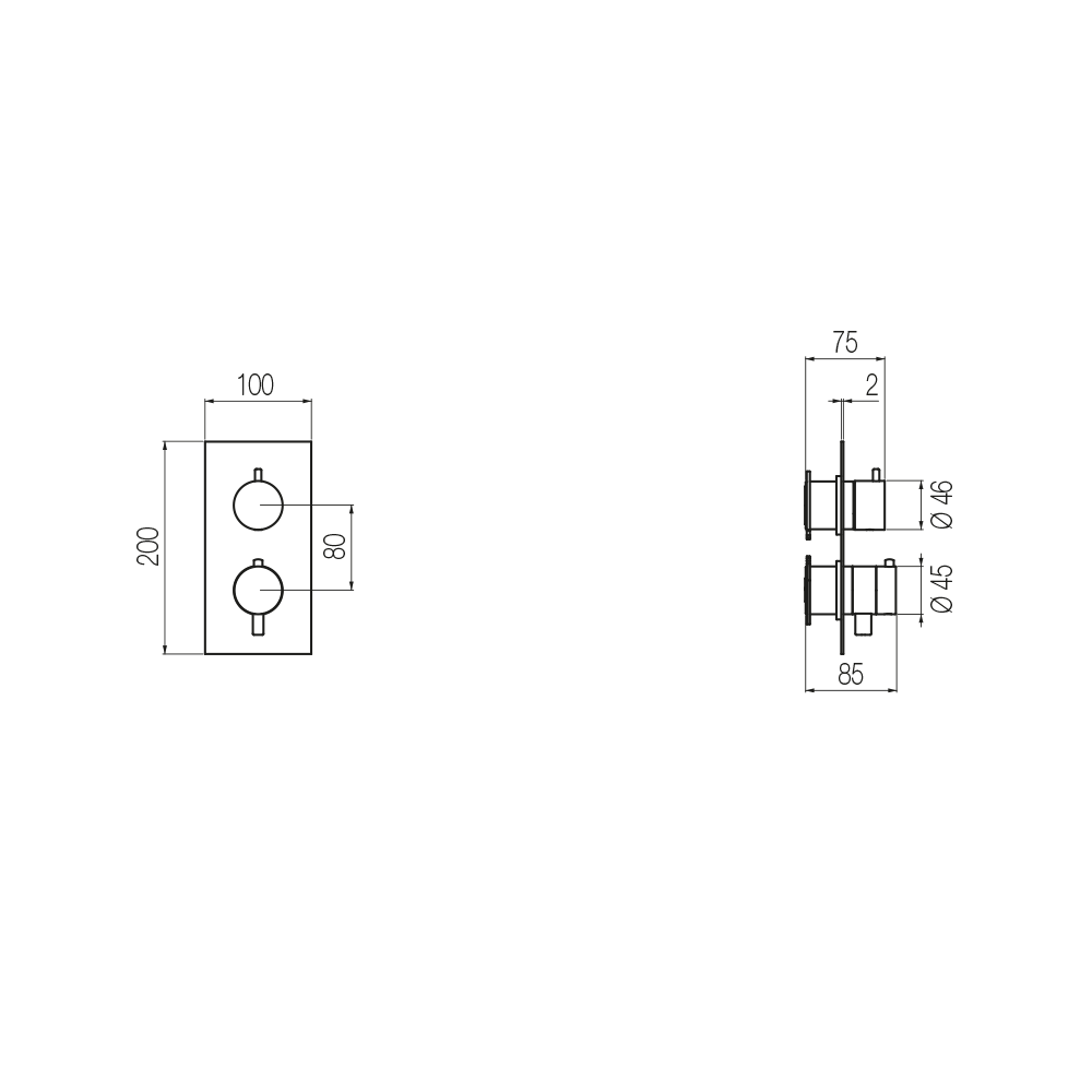  External Part - Bộ trộn điều chỉnh nhiệt độ 3 đầu ra bằng đồng Hito Cinquantuno - Geda Wellness - ETQ3 
