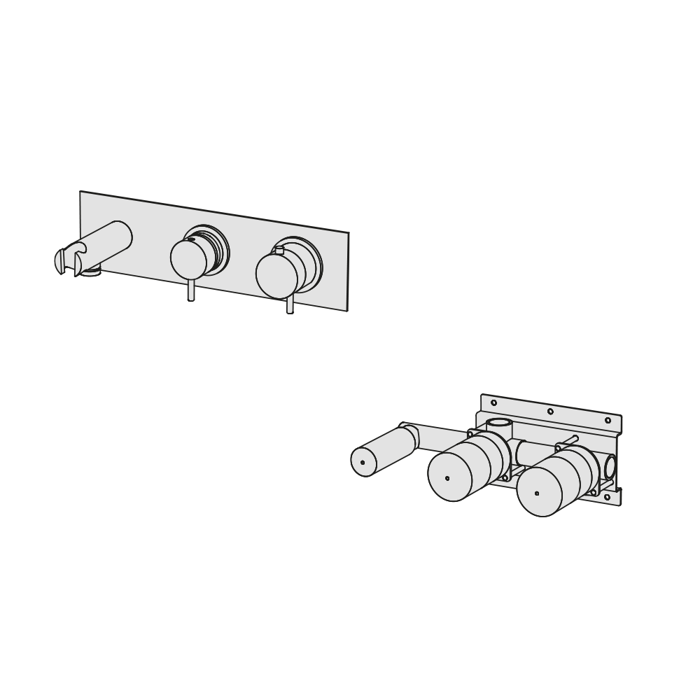  External Part - Bộ trộn điều chỉnh nhiệt độ 2 đầu ra bằng đồng Tibò - Geda Wellness - ETQ4 
