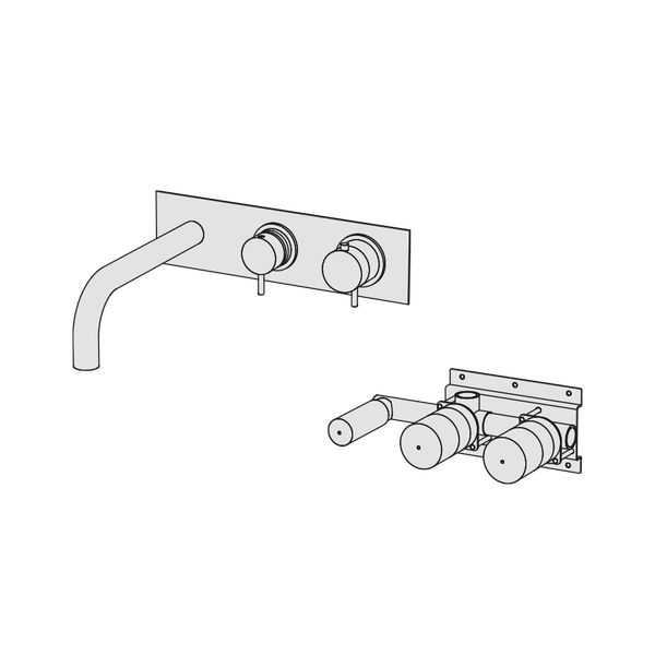  Vòi bồn tắm gắn tường điều chỉnh nhiệt độ 3 lỗ 2 đầu ra dài 240mm bằng đồng Minimè - ETQ5 