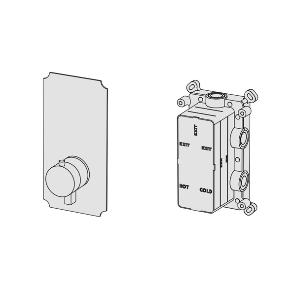  External Part - Bộ trộn điều chỉnh nhiệt độ 1 đầu ra bằng đồng Rajia - Geda Wellness - ETR1 