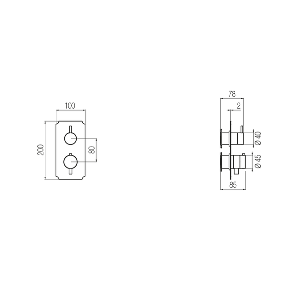  External Part - Bộ trộn điều chỉnh nhiệt độ 2 đầu ra bằng đồng Rajia - Geda Wellness - ETR2 
