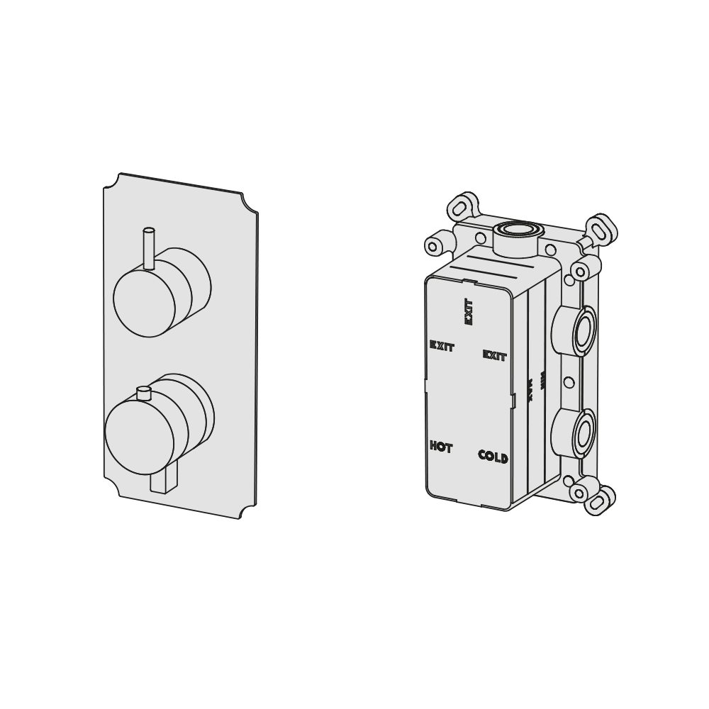  External Part - Bộ trộn điều chỉnh nhiệt độ 2 đầu ra bằng đồng Rajia - Geda Wellness - ETR2 