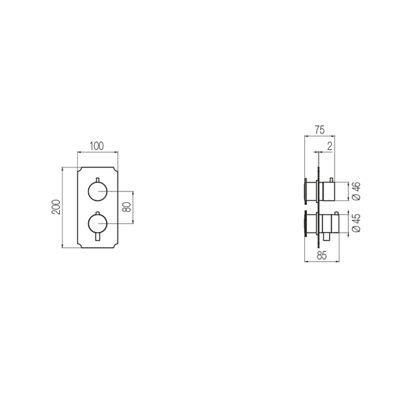  External Part - Bộ trộn điều chỉnh nhiệt độ 3 đầu ra bằng đồng Rajia - Geda Wellness - ETR3 