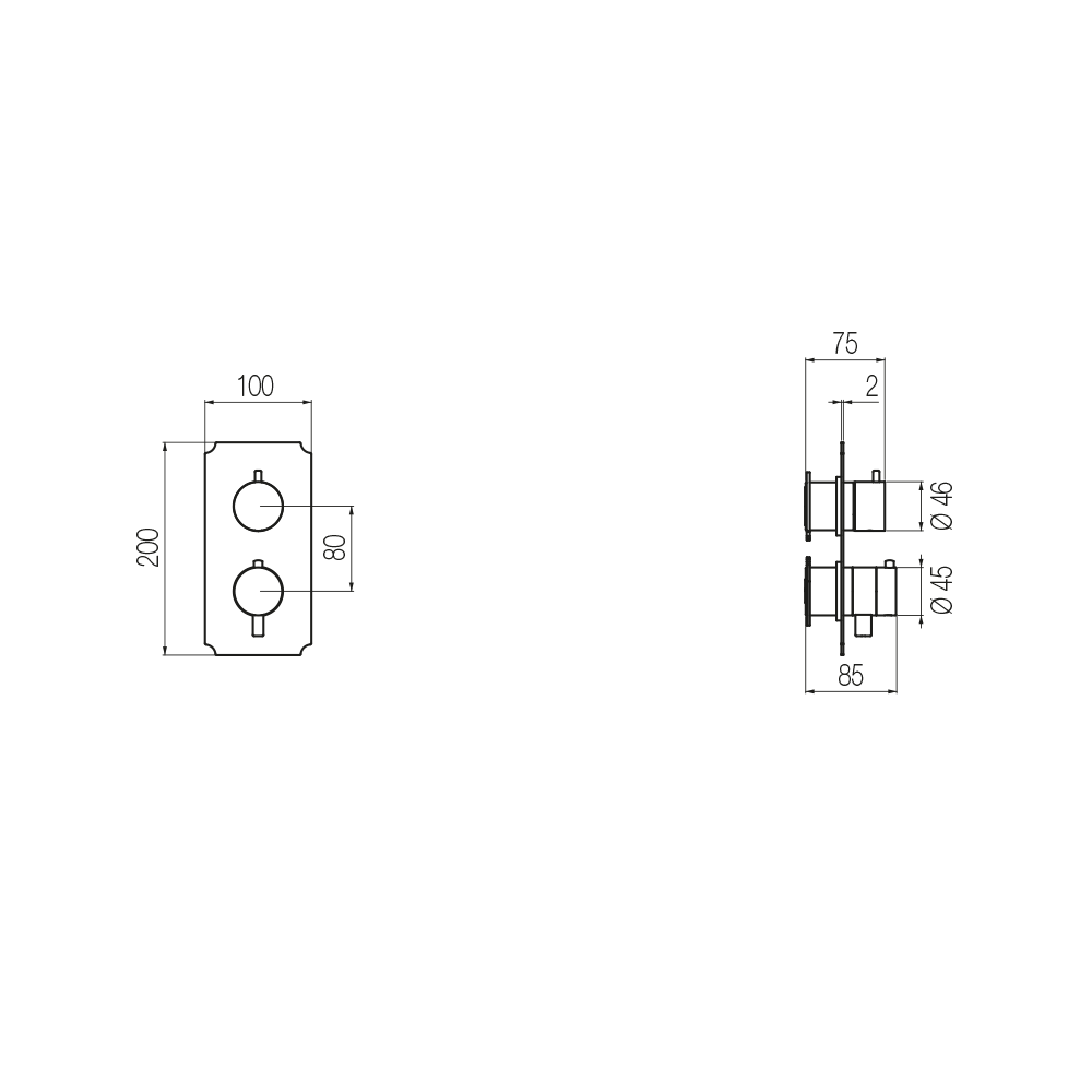  External Part - Bộ trộn điều chỉnh nhiệt độ 3 đầu ra bằng đồng Rajia - Geda Wellness - ETR3 