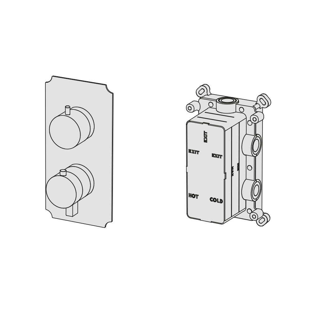  External Part - Bộ trộn điều chỉnh nhiệt độ 3 đầu ra bằng đồng Rajia - Geda Wellness - ETR3 