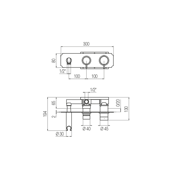  External Part - Bộ trộn điều chỉnh nhiệt độ 2 đầu ra bằng đồng Rajia - Geda Wellness - ETR4 