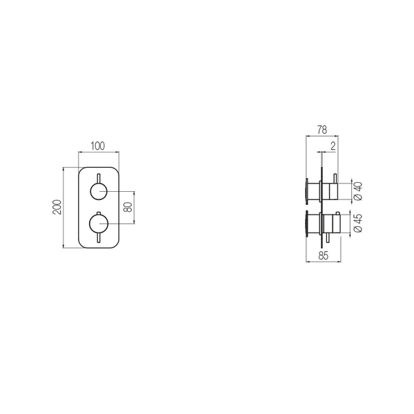  External Part - Bộ trộn điều chỉnh nhiệt độ 2 đầu ra bằng đồng Koè - Geda Wellness - ETT2 